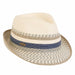 Quiberon Ivory and Blue Plaited Straw Fedora - Caribbean Joe Hats Fedora Hat Sun N Sand Hats HCJ367 Ivory / Blue OS (58 cm)