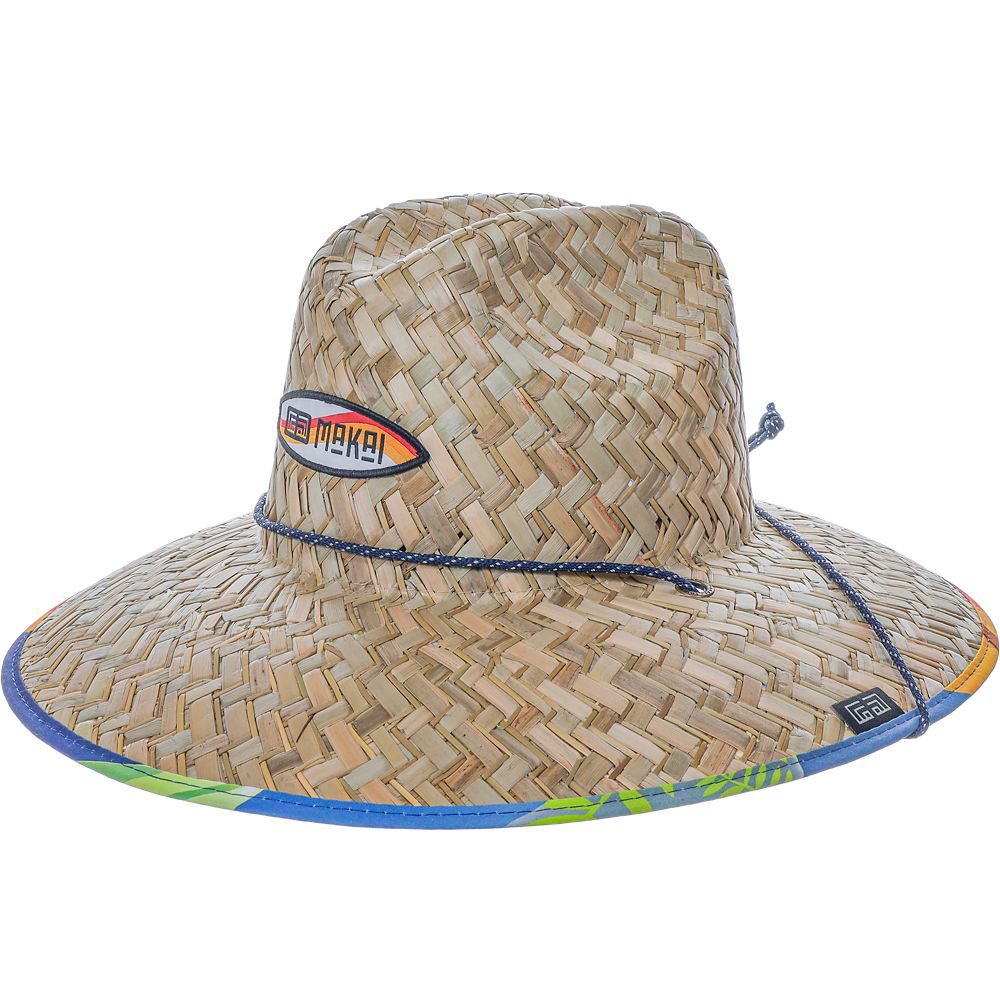 Quiver Lifeguard Hat with Tie-Dye Print Underbrim - Makai Hats Lifeguard Hat Makai Hat MA157OS2 Natural S/M