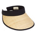 Raffia Straw Slip-On Sun Visor Trimmed with Fabric - Sun 'N' Sand Hats Visor Cap Sun N Sand Hats HH3378B Black