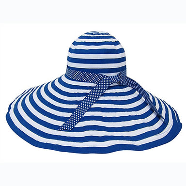 Red Stripes and Polka Dots Shapeable Brim Sun Hat - Boardwalk Style Floppy Hat Boardwalk Style Hats DA561-BLU Blue OS 