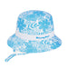 Reversible Blue Floral Print & White Cotton Petite Bucket Hat - Sunny Dayz® Bucket Hat Sun N Sand Hats HK514L Flamingo OS (55cm)