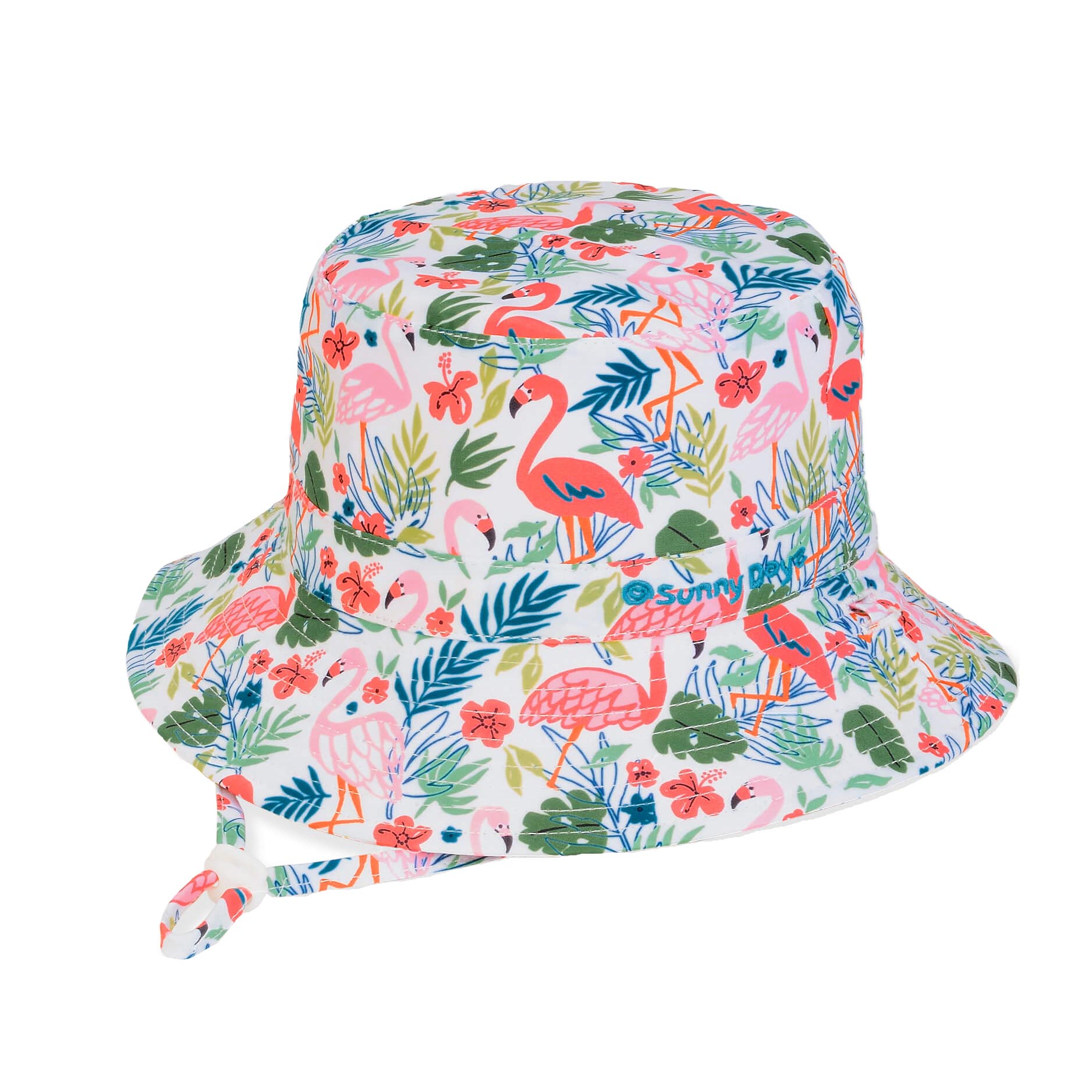 Reversible Flamingo Print & Pink Cotton Petite Bucket Hat - Sunny Dayz® Bucket Hat Sun N Sand Hats HK513L Flamingo OS (55cm)