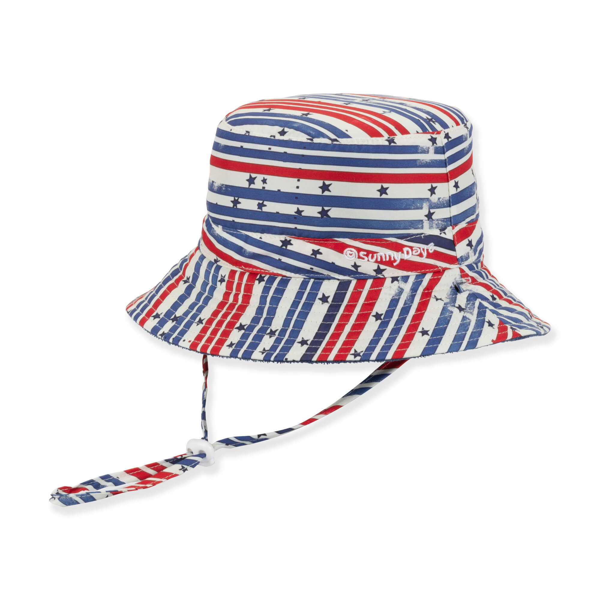 Reversible Stars & Stripes Cotton Petite Bucket Hat - Sunny Dayz®