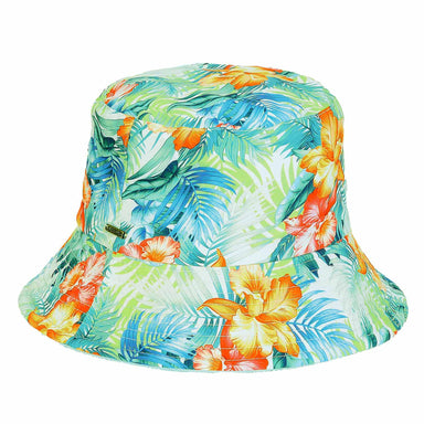Reversible Hawaii Hibiscus Print Bucket Hat - Sun 'N' Sand Hats Bucket Hat Sun N Sand Hats HH3420 Aqua OS