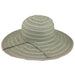 Ribbon and Crochet Stripe Sun Hat Floppy Hat Jeanne Simmons WSRP550SG Sage  