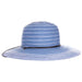 Ribbon and Straw Sun Hat with Chin Cord - Scala Hat Wide Brim Sun Hat Scala Hats LC847-DEN Denim  