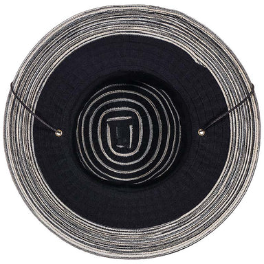 Ribbon and Straw Sun Hat with Chin Cord - Scala Hat Wide Brim Sun Hat Scala Hats    