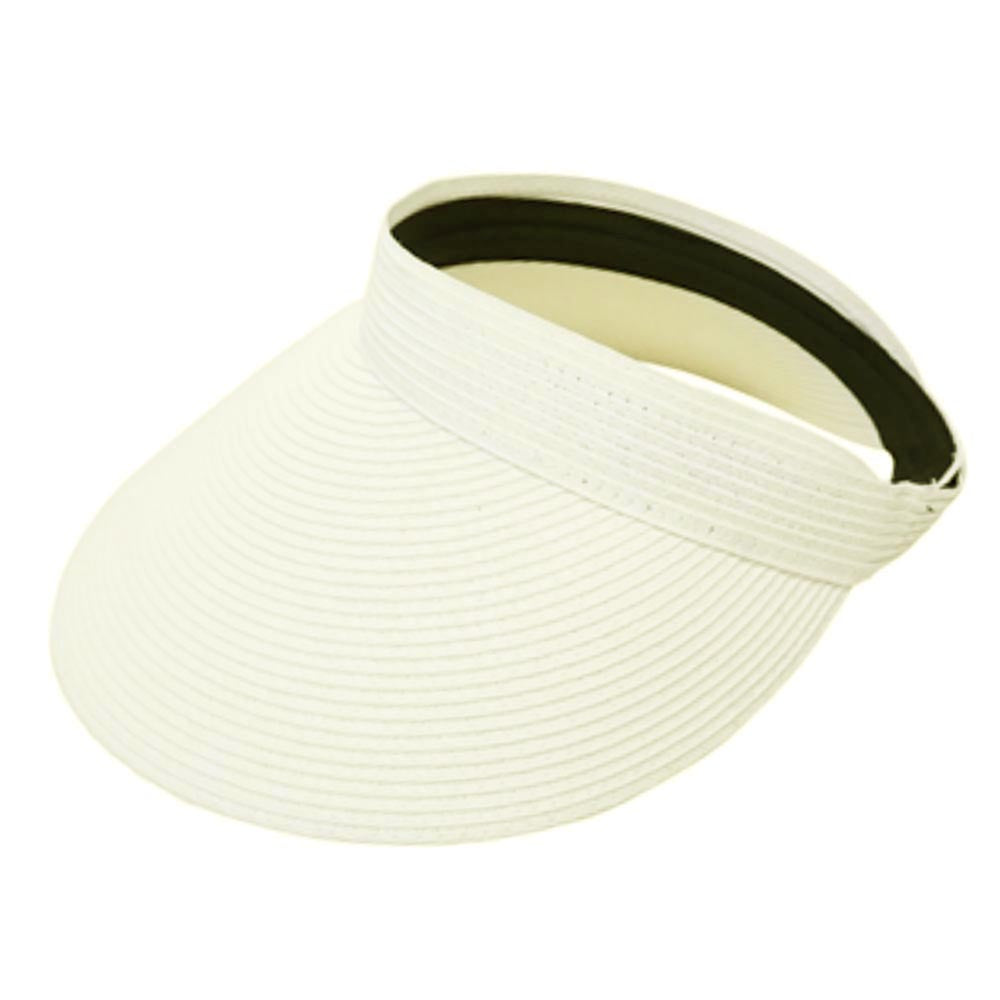 Roll Up Wide Brim Solid Color Sun Visor - Boardwalk Style Visor Cap Boardwalk Style Hats DA763 IVT Ivory