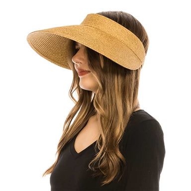 Roll Up Wide Brim Solid Color Sun Visor - Boardwalk Style, Visor Cap - SetarTrading Hats 