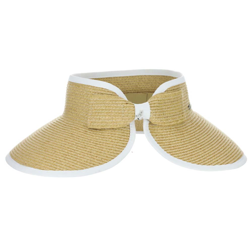 Women\'s Visor Hat with Bow Ribbon, Packable Adjustable Sun Hat for Travel & Women Sun Visors Wide Brim Foldable Beach Hat Straw Bow  main image 2