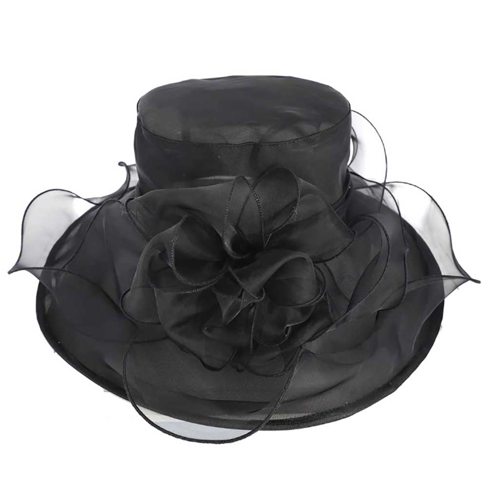 Two Tone Flower Center Ruffle Derby Hat-Kentucky Derby Hats  display picture 1