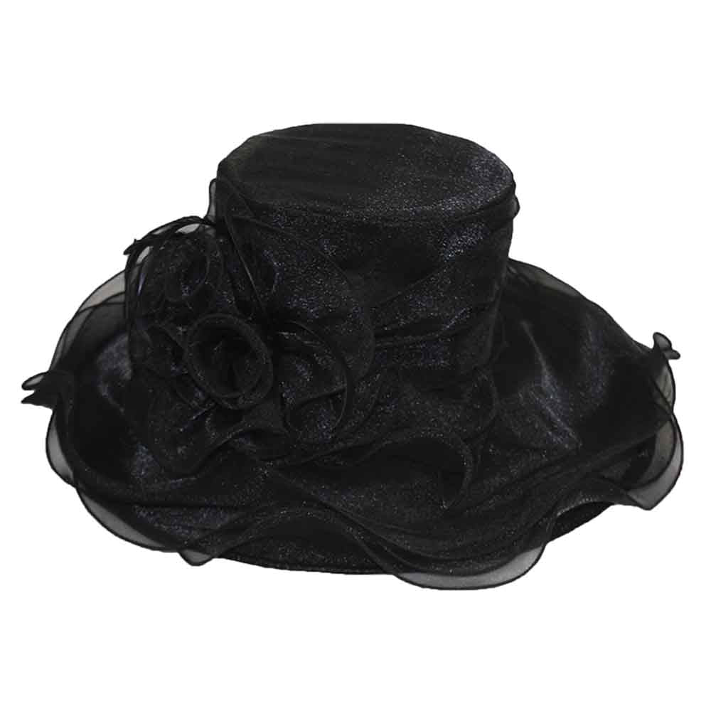 Ruffle Iridescent Organza Hat with Lily Flowers - Kentucky  display picture 1