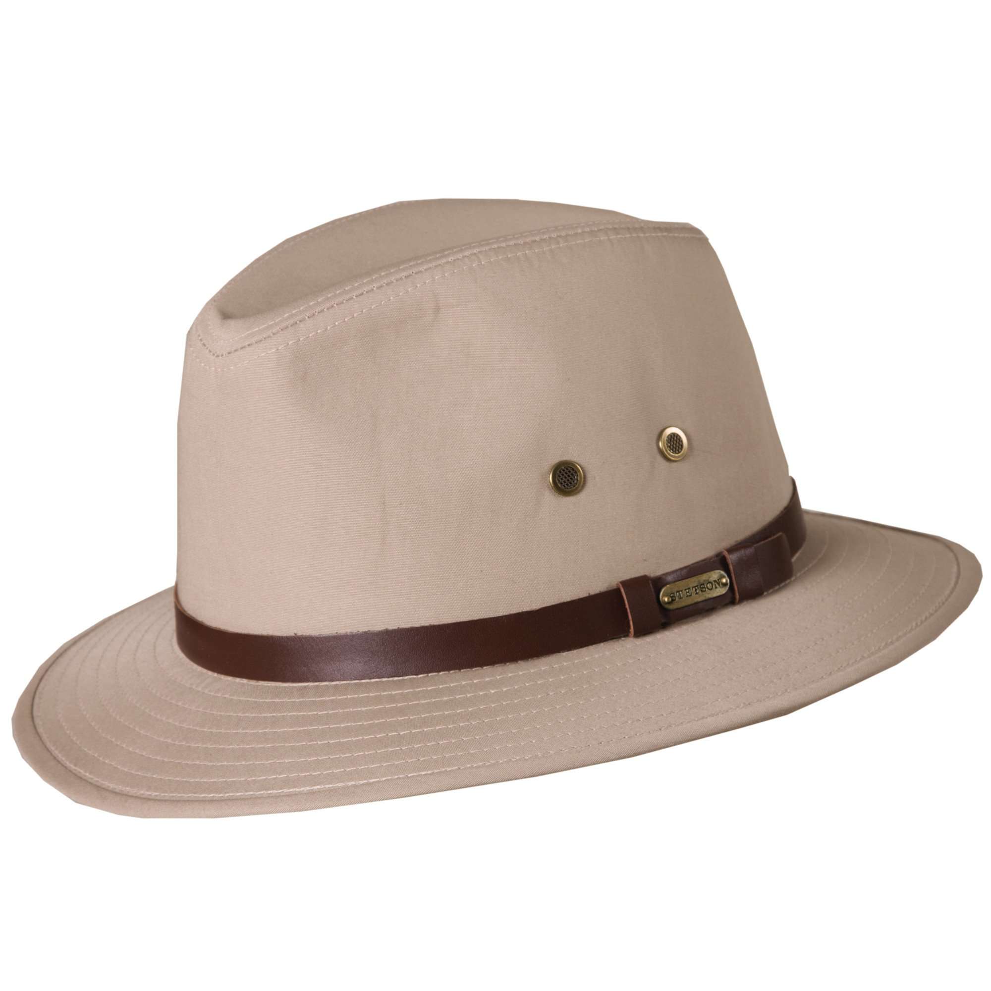 Stetson Gable Fedora Hat Safari Khaki Canvas Cotton Leather Band Vented Stetson Men main image 2