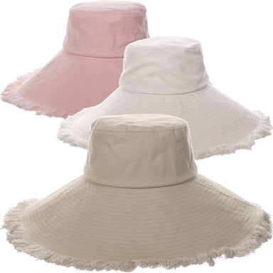 Salt Water Cotton Canvas Beach Hat with Frayed Brim - Makai Hats Floppy Hat Makai Hat MA159 Ivory