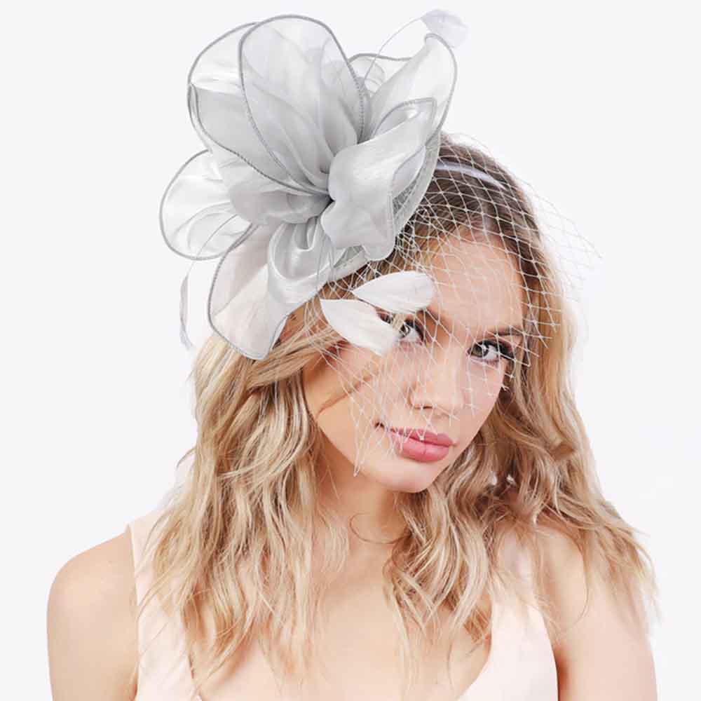 Satin Flower Petals Fascinator with Feathers - Something Special Fascinator Something Special LA    