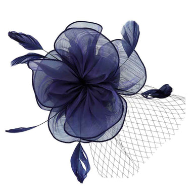 Satin Flower Petals Fascinator with Feathers - Something Special Fascinator Something Special LA HTH2594NV Navy  