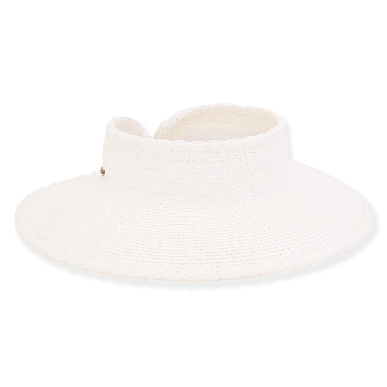 Scalloped Edge Wrap Around Visor Hat - Sun 'N' Sand Hats Visor Cap Sun N Sand Hats HH2730A White  