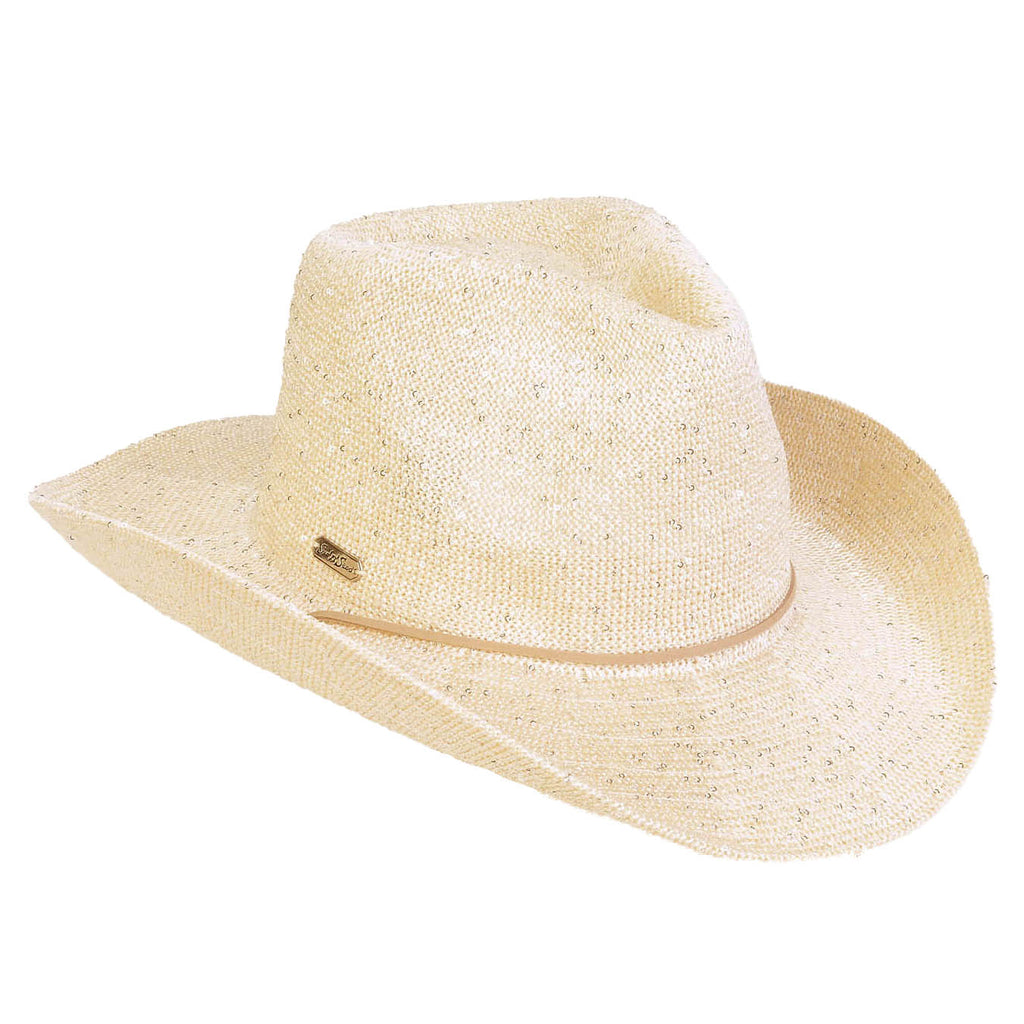 Sequin Speckled Knit Cowgirl Hat with Chin Strap - Sun  display picture 2
