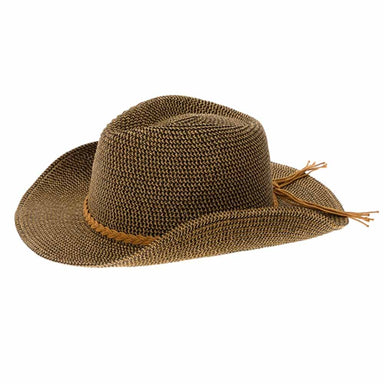 Shapeable Brim Straw Cowboy Hat - Boardwalk Style Cowboy Hat Boardwalk Style Hats DA1954-BRN Brown/Tan OS (57 cm) 