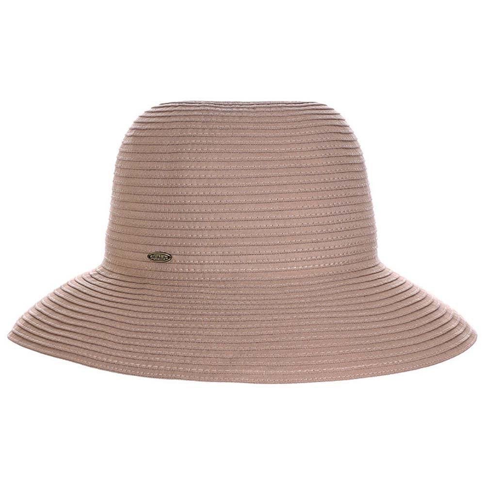 Shapeable Deluxe Ribbon Sun Hat - Scala Hats Wide Brim Hat Scala Hats LC848-KAKI Khaki  