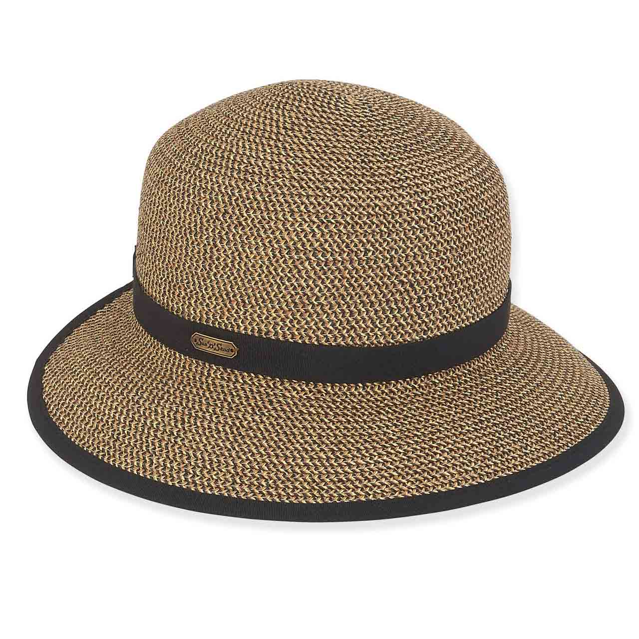 Small Brim Backless Facesaver Hat - Sun 'N' Sand Hats Facesaver Hat Sun N Sand Hats HH1806G Brown Tweed Medium (57 cm) 