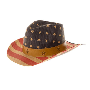 Small Heads USA Flag Pattern Patriotic Cowboy Hat - Boardwalk Hats Cowboy Hat Boardwalk Style Hats DA2965-STAR Stars Small (54 cm)