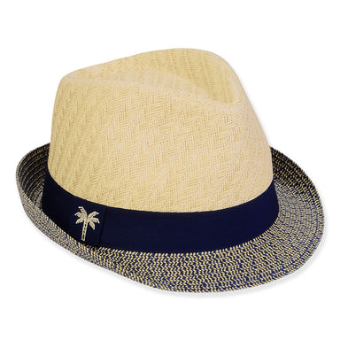 Small Size Fedora Hat with Woven Straw Crown - Sunny Dayz™ Fedora Hat Sun N Sand Hats HK520 Natural Small (54 cm)