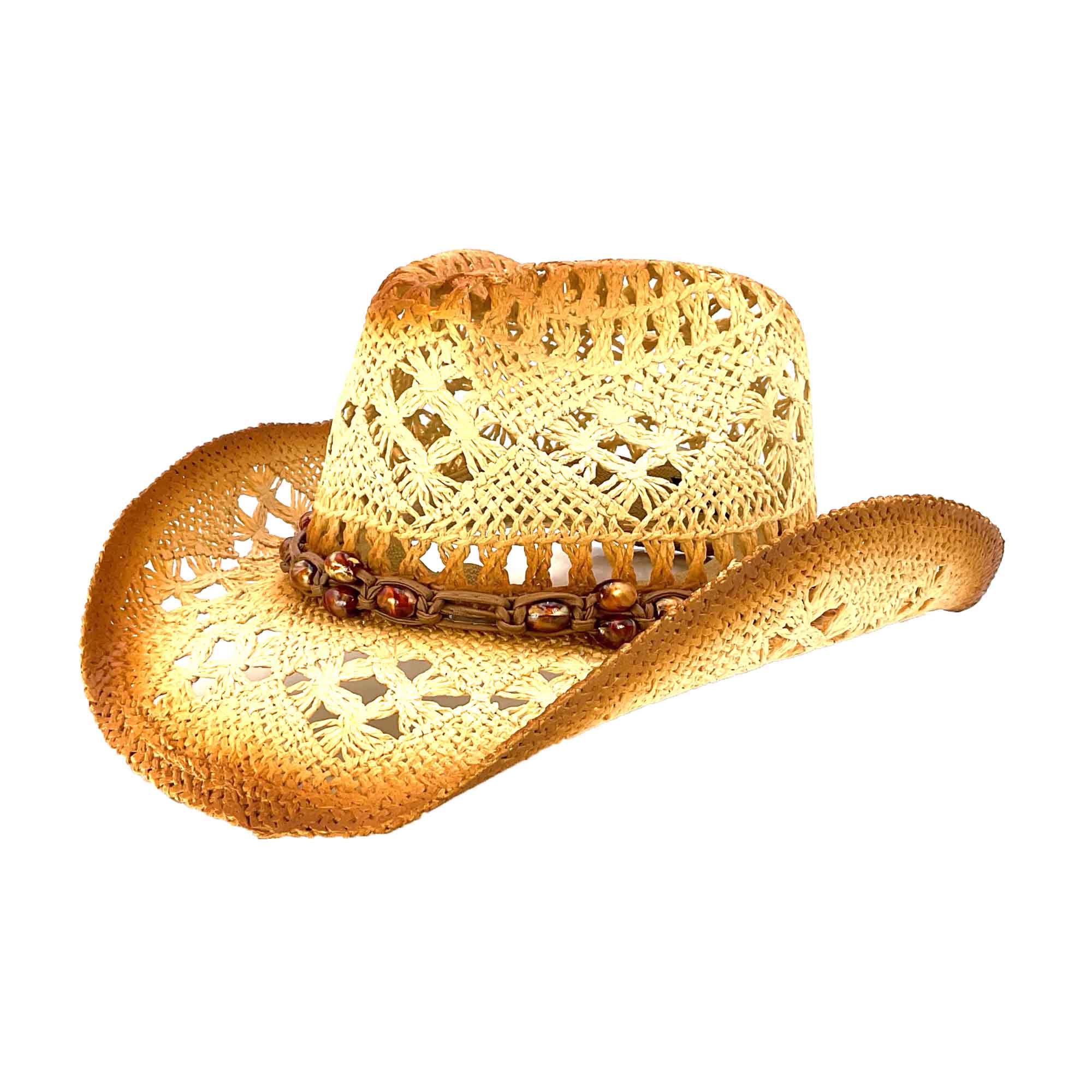 Small Size Macrame Straw Cowboy Hat - Milani Hats Cowboy Hat Milani Hats KST-011 Beige Small 
