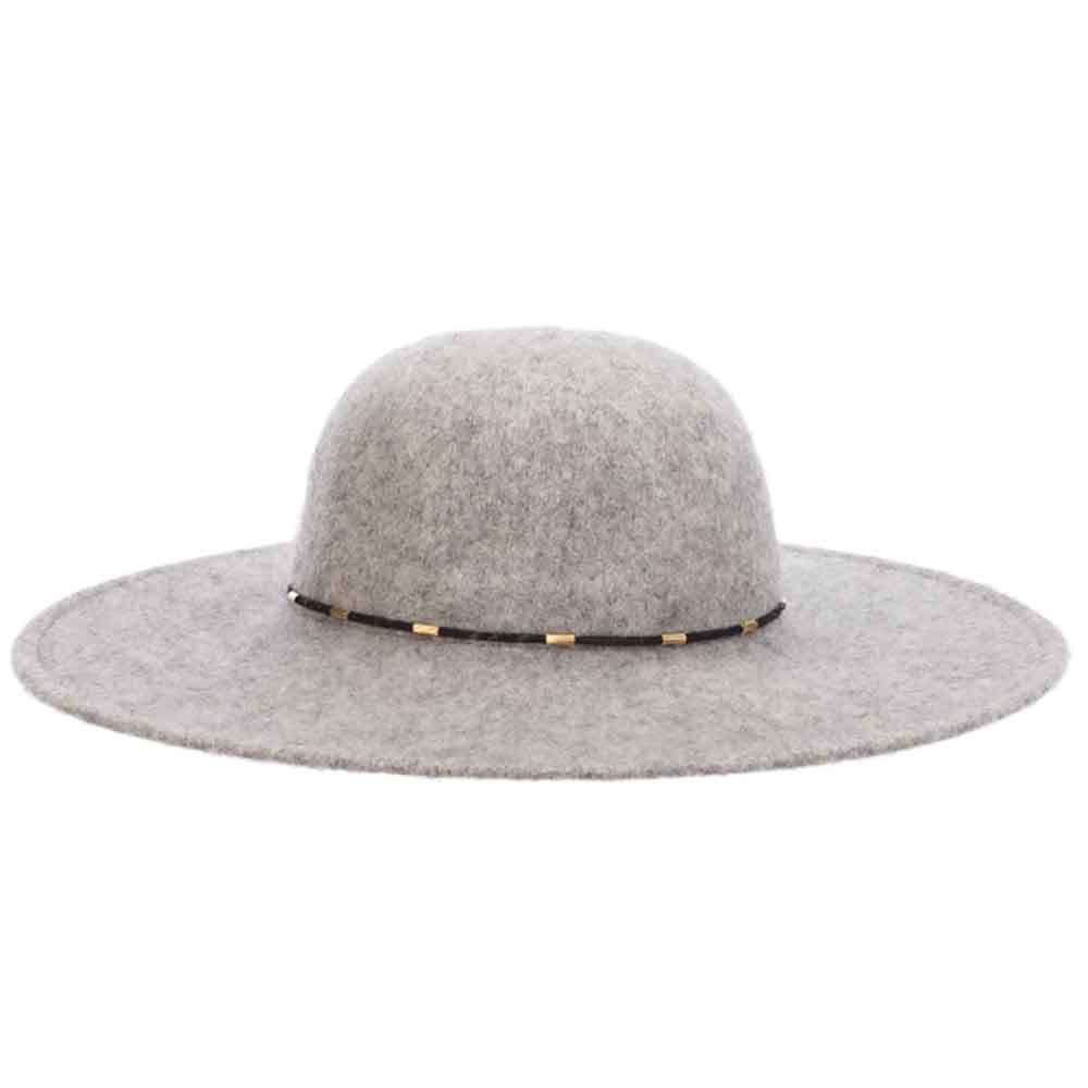 Soft Boiled Wool Floppy Hat with Beaded Tie - Scala Hats, Wide Brim Hat - SetarTrading Hats 