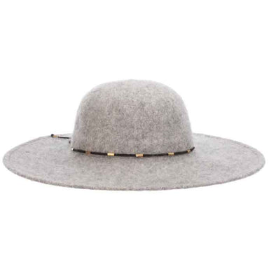 Soft Boiled Wool Floppy Hat with Beaded Tie - Scala Hats Wide Brim Hat Scala Hats LW739-GREY Grey OS 