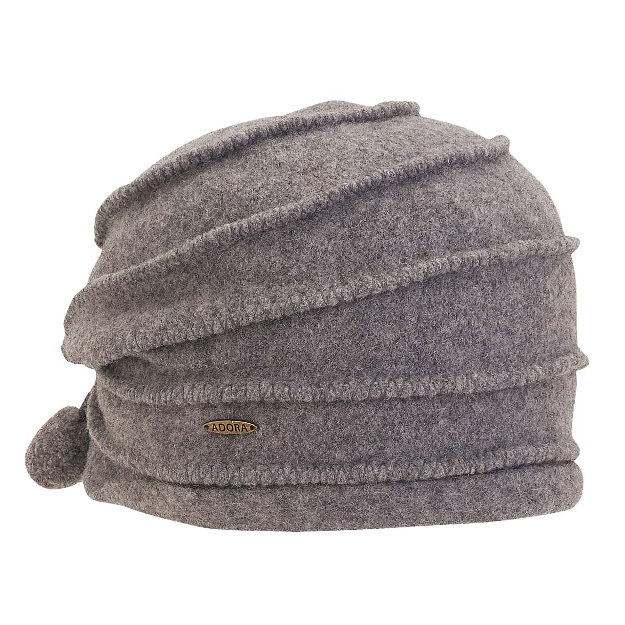 Soft Wool Pleated Beanie with Pom Pom Accent - Adora Hat 
