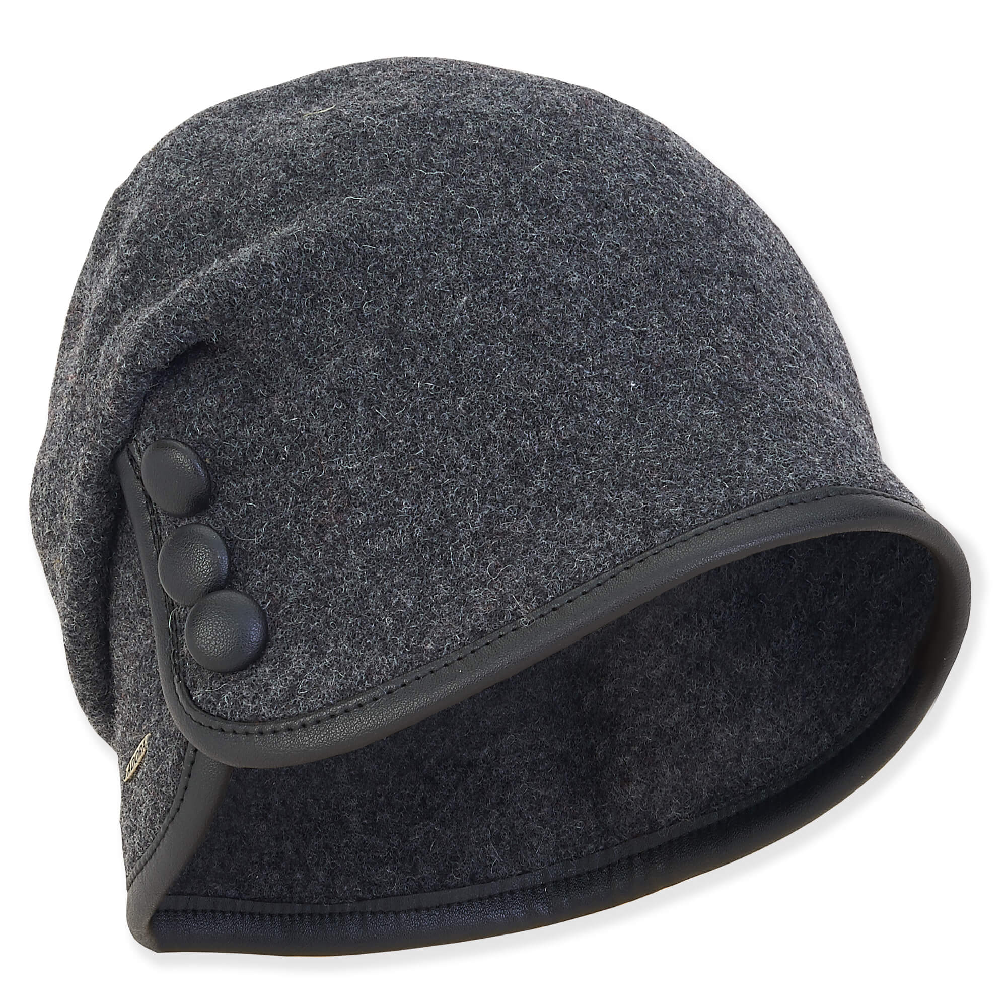 Soft Wool Turban Beanie with Faux Leather Trim - Adora Hat®