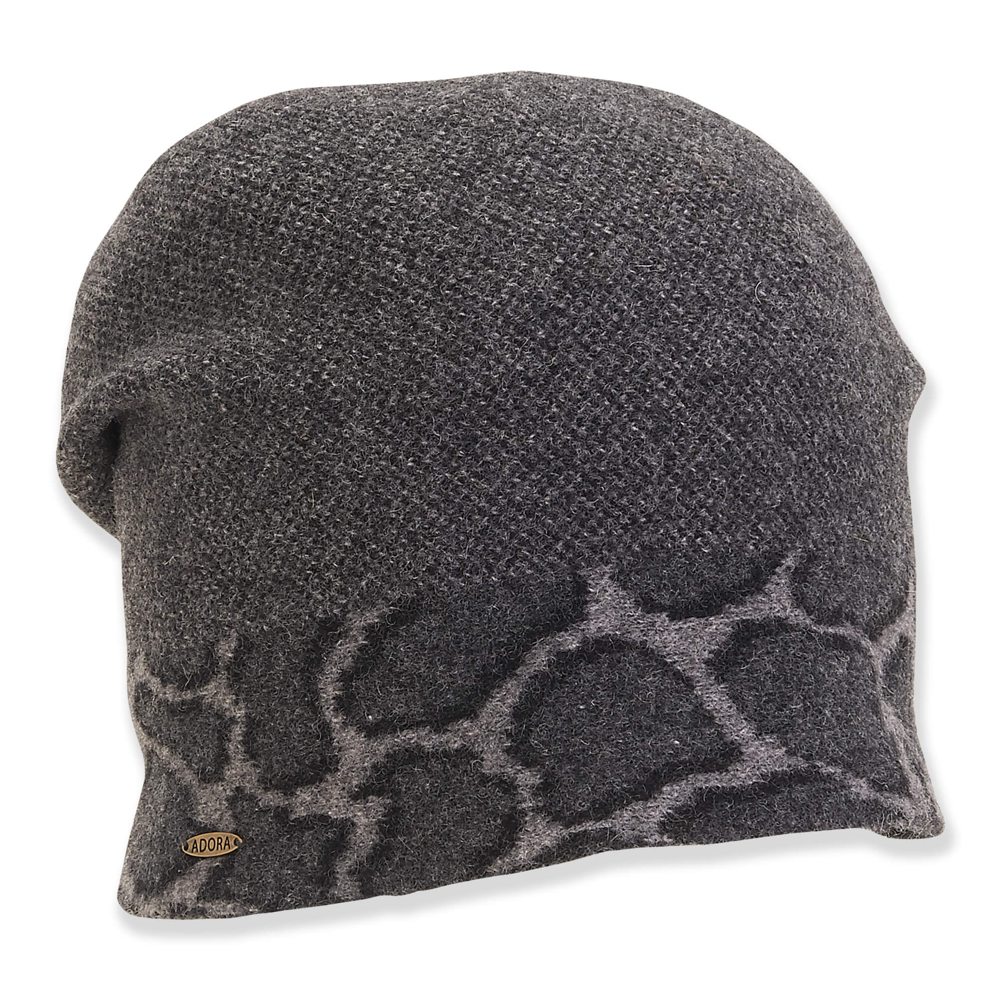 Soft Wool Animal Print Cuff Turban Beanie - Adora Hat® Beanie Adora Hats AD1347A Black M/L (57-59 cm)