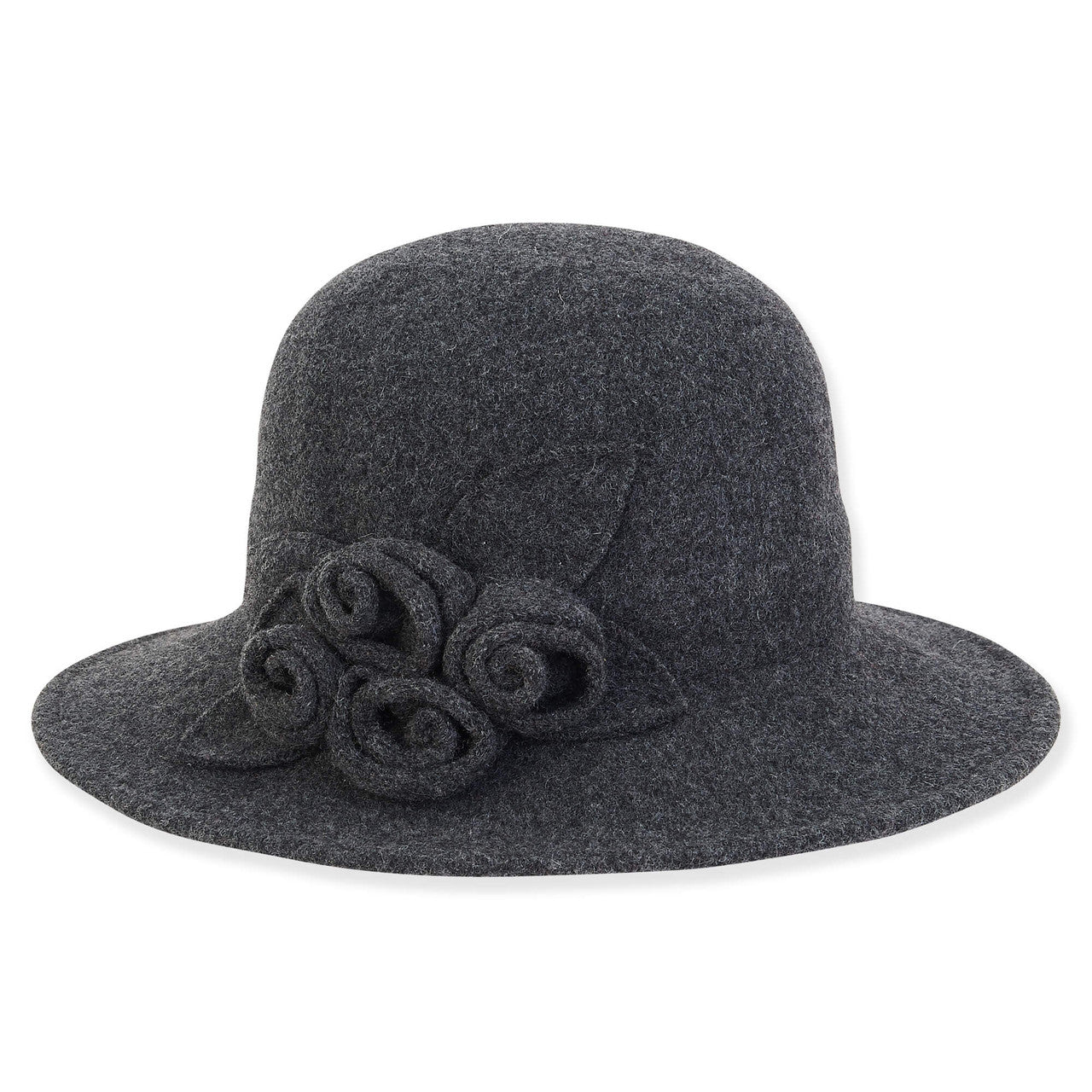 Soft Wool Hat with Rosettes - Adora Hats Cloche Adora Hats AD1433A Grey Medium (57 cm) 
