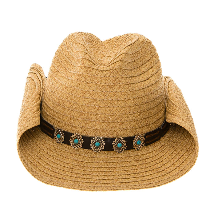 Southwestern Brown Leather with Conchos Hat Band for Hat Bar Tailoring - SetarTrading Hat Bands SetarTrading Hats