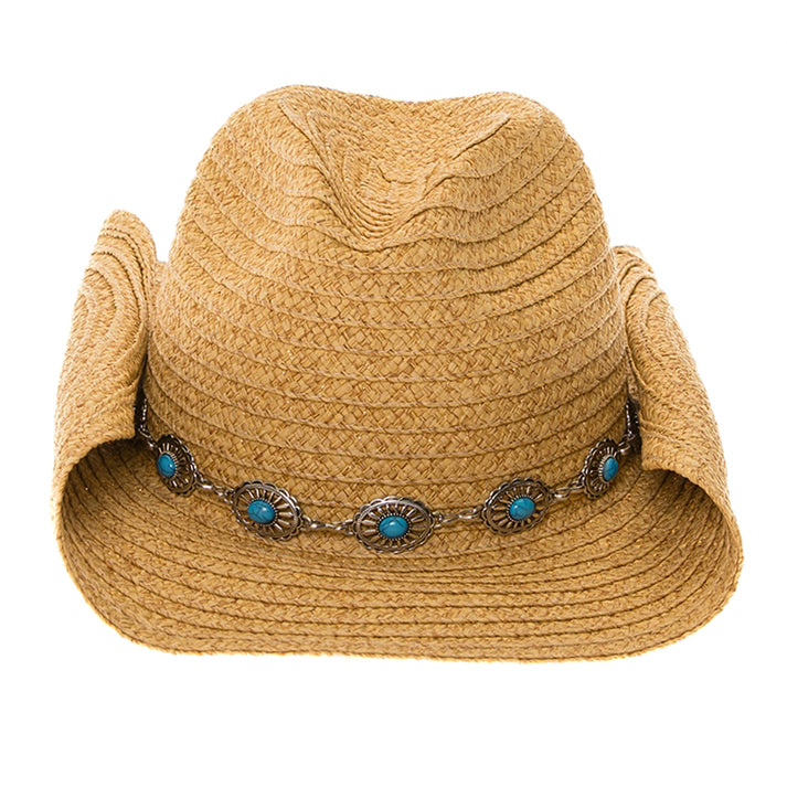 Southwestern Silver and Blue Conchos Hat Band for Hat Bar Tailoring Hat Bands SetarTrading Hats