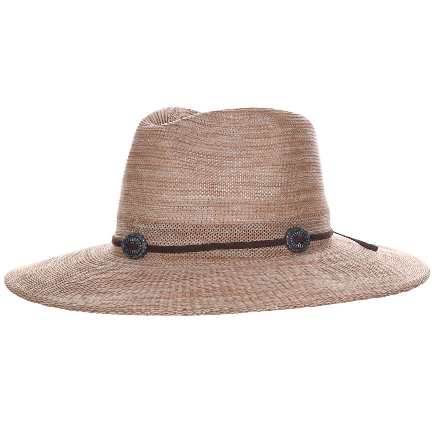 Space Dyed Knit Safari Hat with Conchos - Scala Pronto Safari Hat Scala Hats LW801-CAMEL Camel  