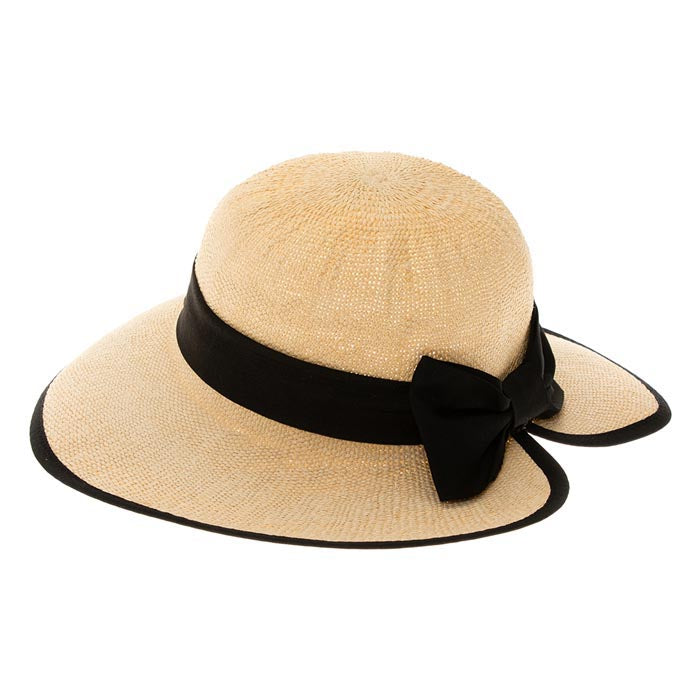 Woven Straw Sun Hat with Split Brim for Women - UV 