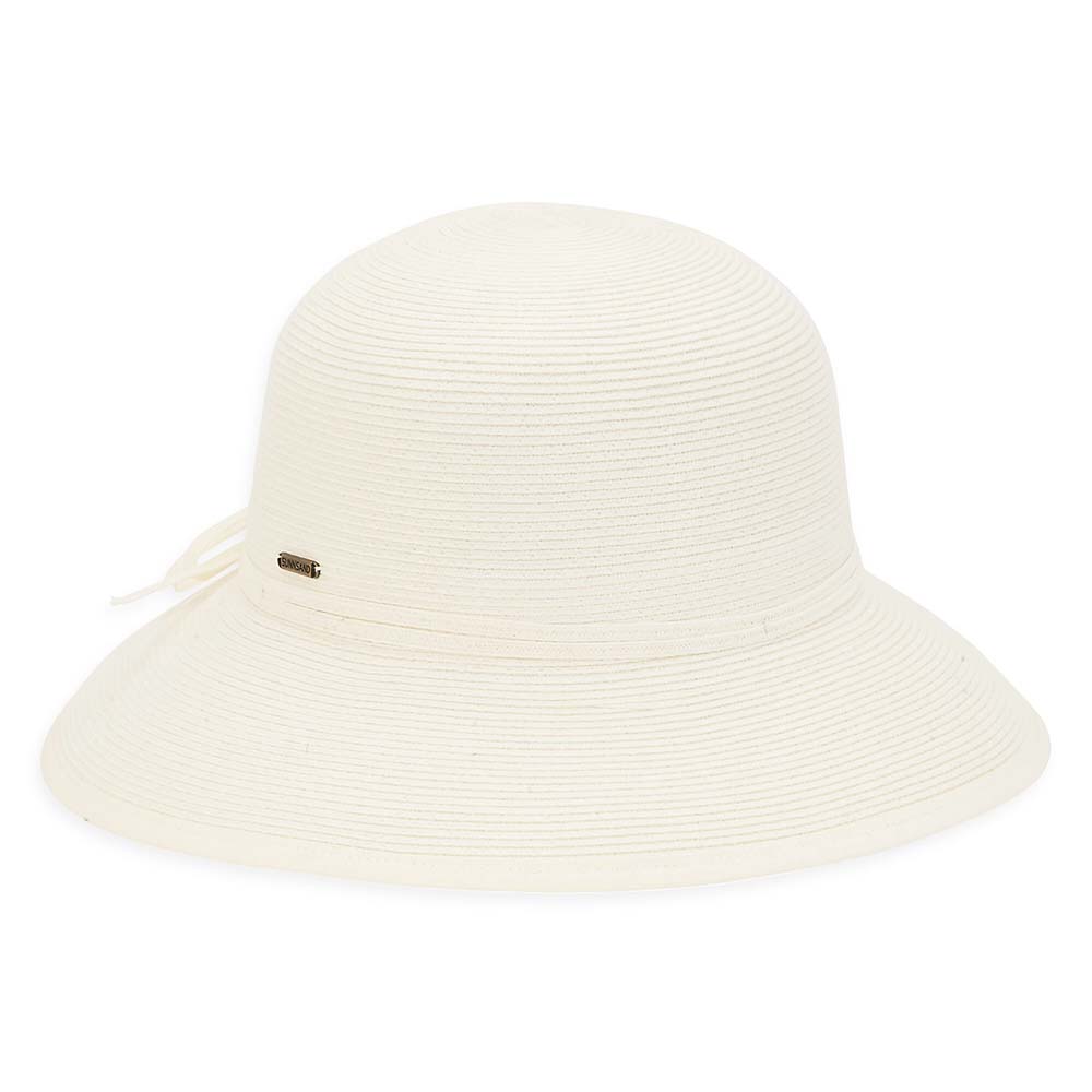 Split Brim Straw Cloche with Double Bow - Sun 'N' Sand Hats Facesaver Hat Sun N Sand Hats HH2589A Ivory OS (57 cm) 