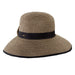 Split Brim Sun Hat with Straw Bow - Scala Collection Hats Wide Brim Hat Scala Hats LP170-BLK Black Tweed Medium (57 cm) 