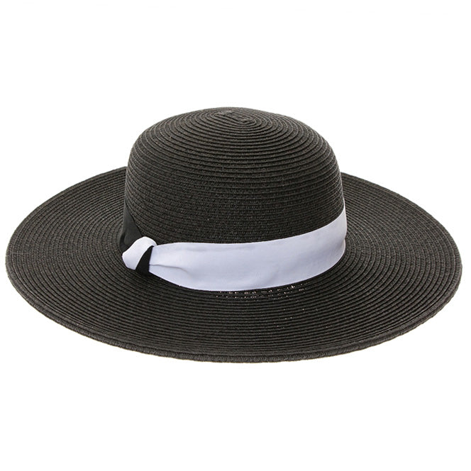Straw Beach Hat with Two-Tone Knot Band - Boardwalk Style ...