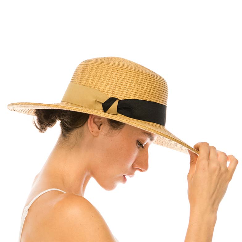 Straw Beach Hat with Two-Tone Knot Band - Boardwalk Style