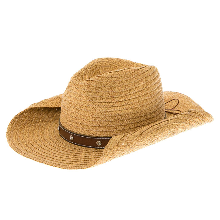 Straw Cowboy Hat with Rhinestone Gem Band - Boardwalk Hats  display picture 1
