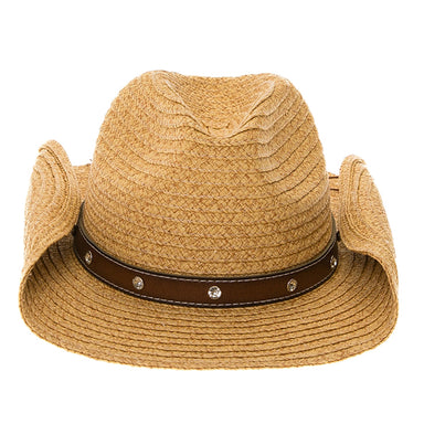 Straw Cowboy Hat with Rhinestone Gem Band - Boardwalk Hats Cowboy Hat Boardwalk Style Hats DA1343-TAN Tan OS