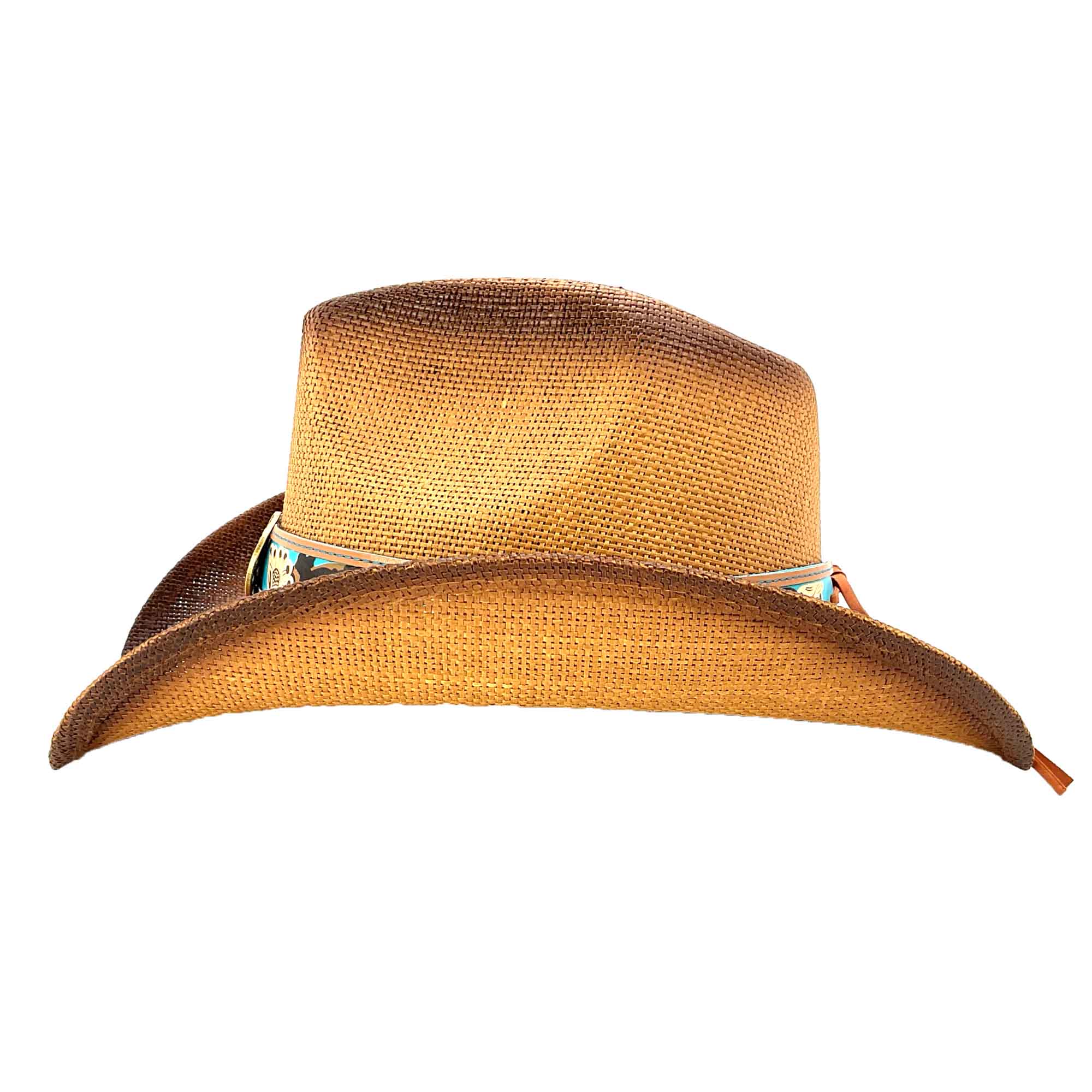 Straw Cowboy Hat with Turquoise Band and Concho - Milani  display picture 1