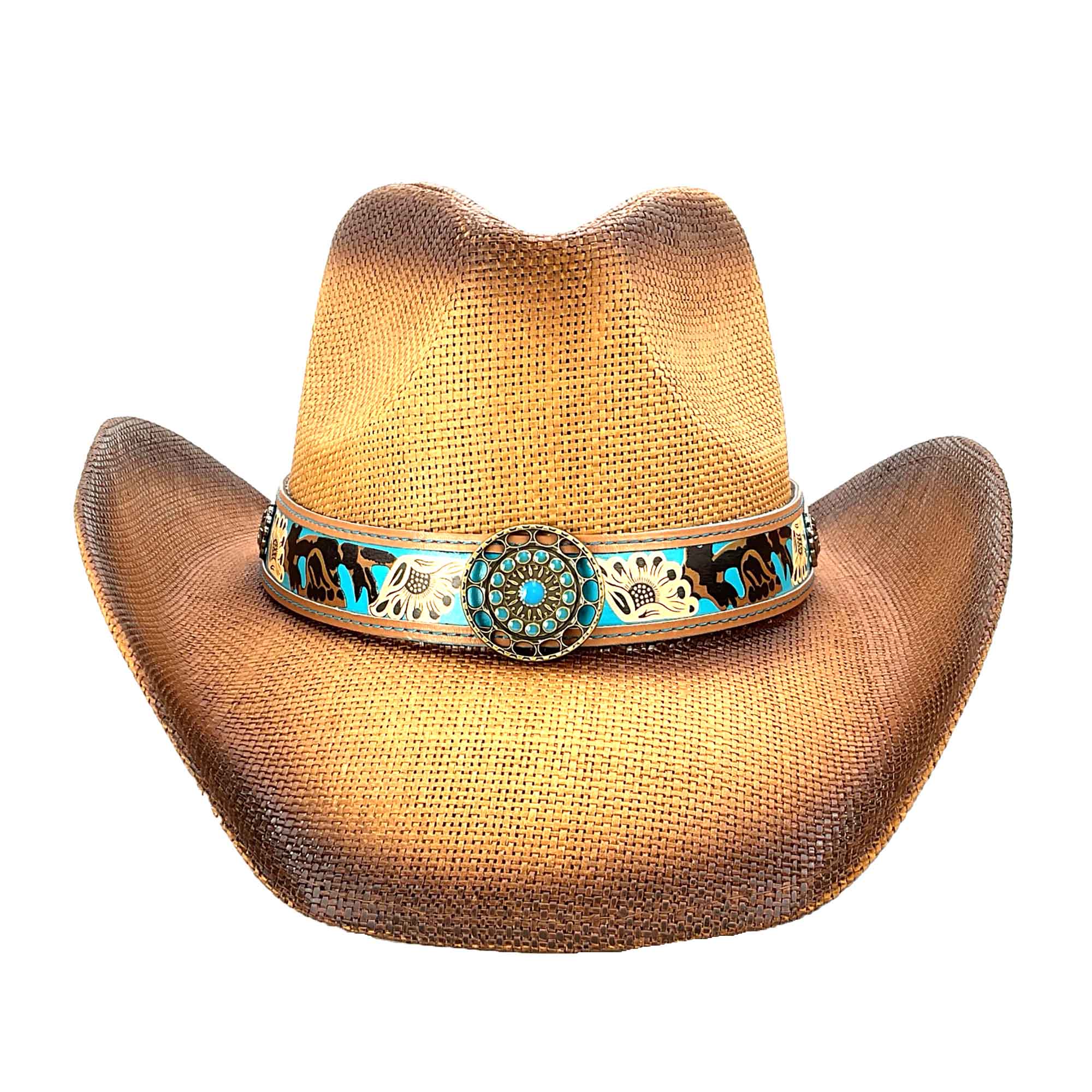 New
8 Other Reasons Stylish Tan Straw Cowboy Hat with Turquoise Accent Brown Straw Cowboy Hat – Western Style with Turquoise  main image 4