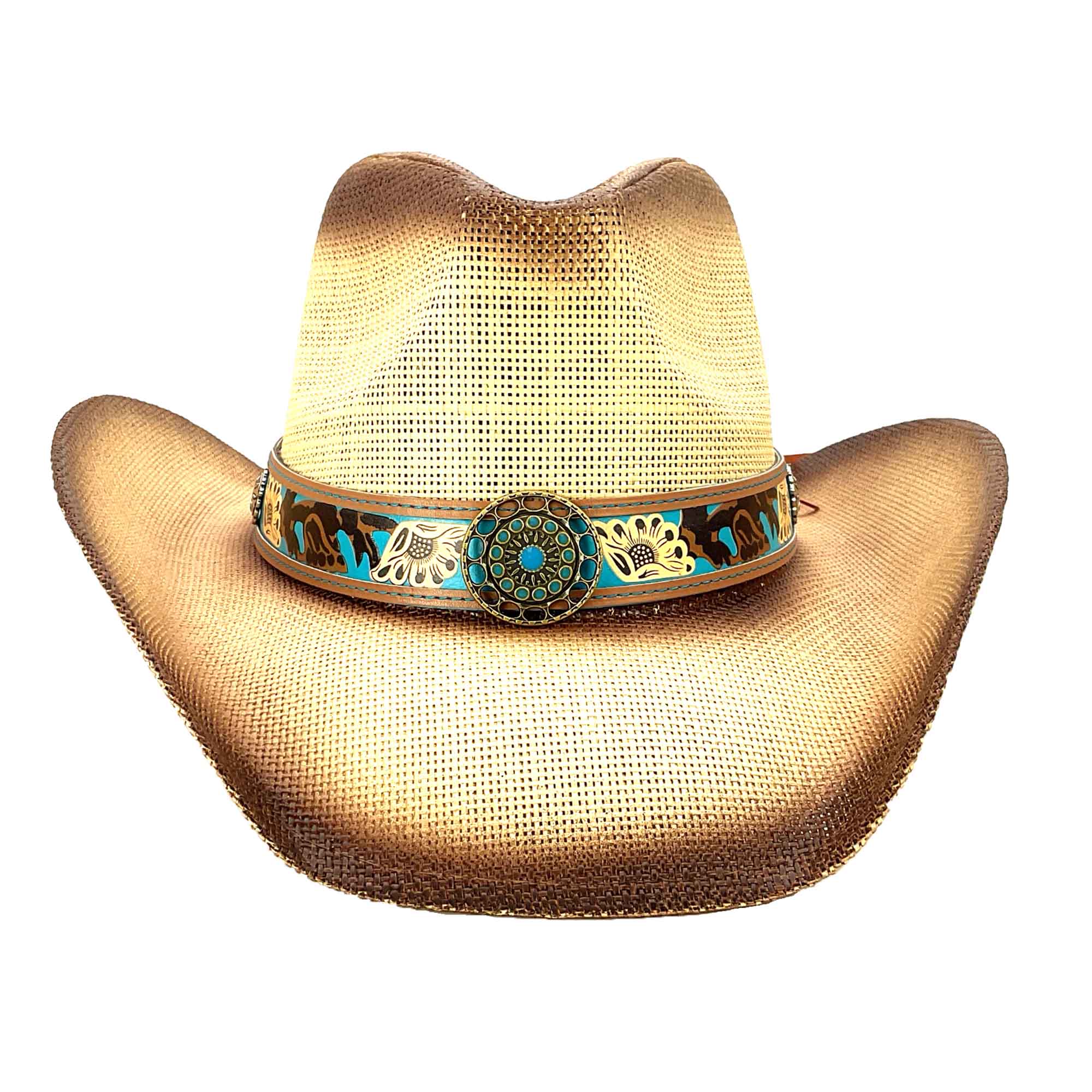 Stampede Cowboy Hat with Turquoise Concho Band Nizhóní Navajo Sterling Silver Concho Hat Band main image 3