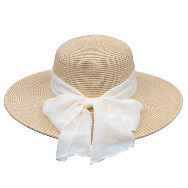 Straw Sun Hat with Chiffon Bow - Karen Keith Hats, Wide Brim Sun Hat - SetarTrading Hats 