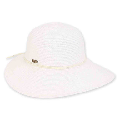 Straw Sun Hat with Leatherette Tie - Sun 'N' Sand Hats Wide Brim Hat Sun N Sand Hats HH2384D White OS (57 cm) 