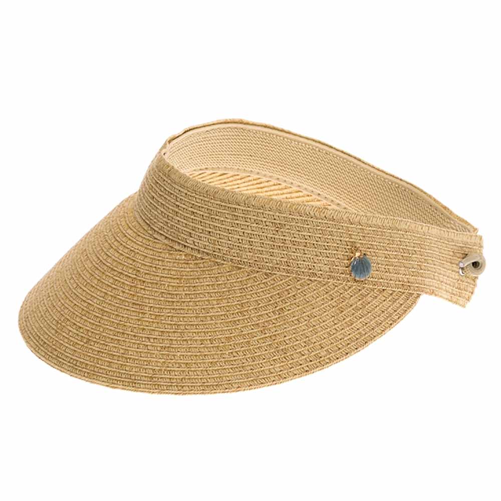 Straw Sun Visor with Coil Lace - Boardwalk Style Visor Cap Boardwalk Style Hats DA1945-NAT Natural OS 